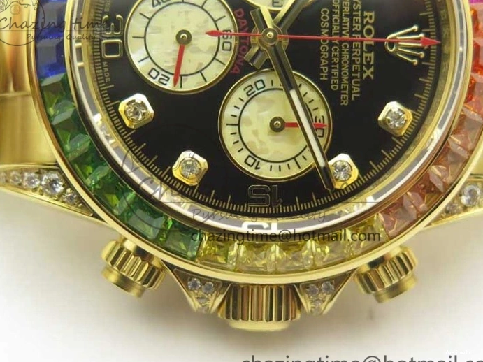 Edition Crystal Best BLF Bracelet on Black Dial YG YG Rainbow Daytona A4130 116589RBOW 0316